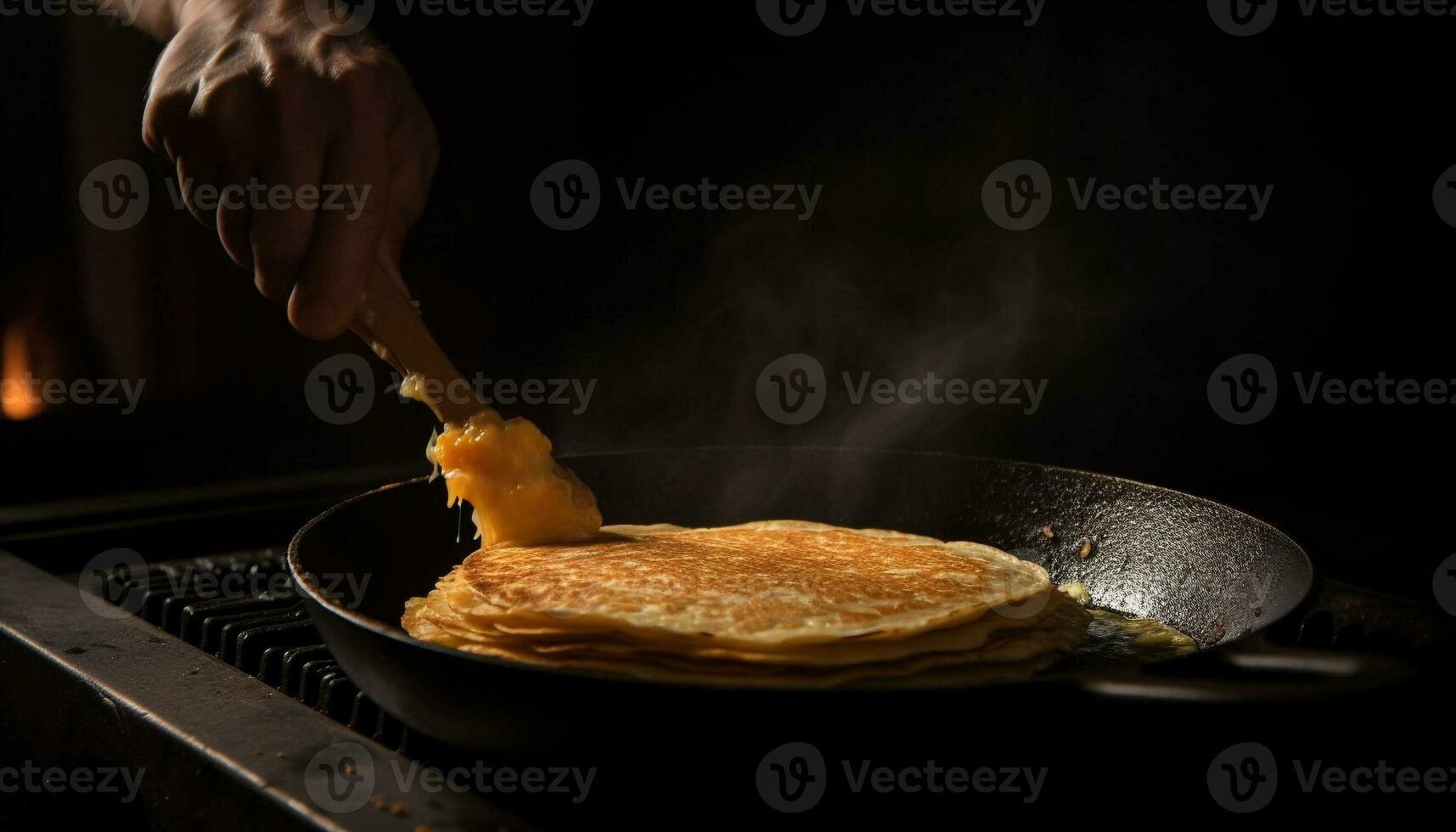 A stack of homemade pancakes, ready to eat generated by AI photo