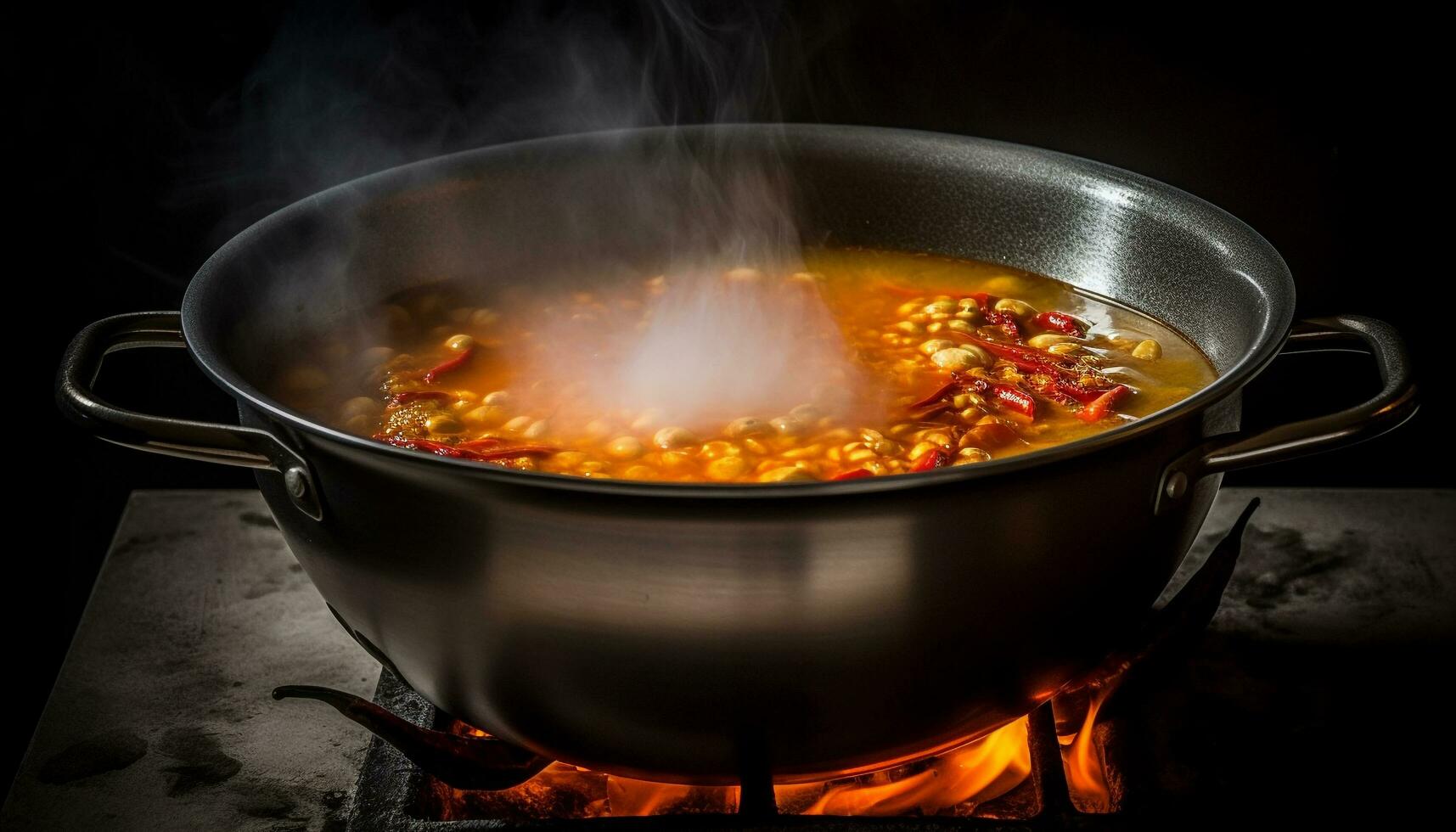 Healthy stew cooked on stove with vegetables generated by AI photo