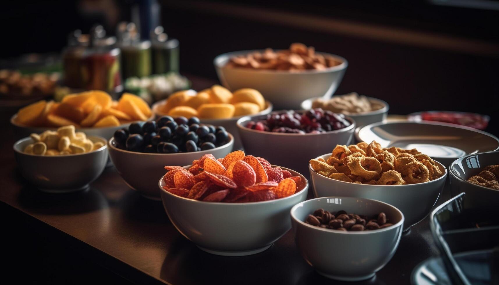 Organic fruit bowl offers healthy gourmet indulgence generated by AI photo