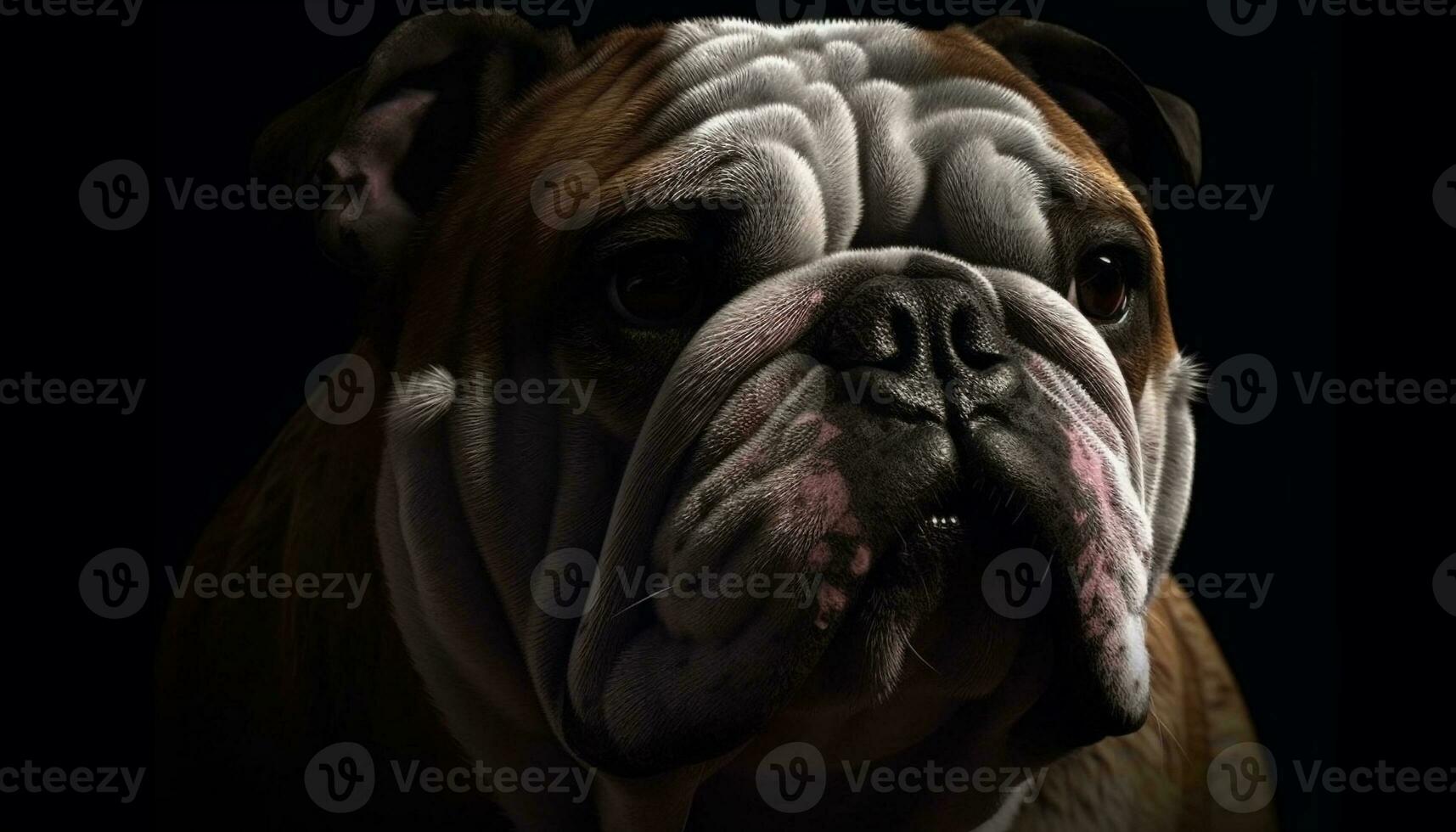 Wrinkled portrait of cute French bulldog puppy generated by AI photo