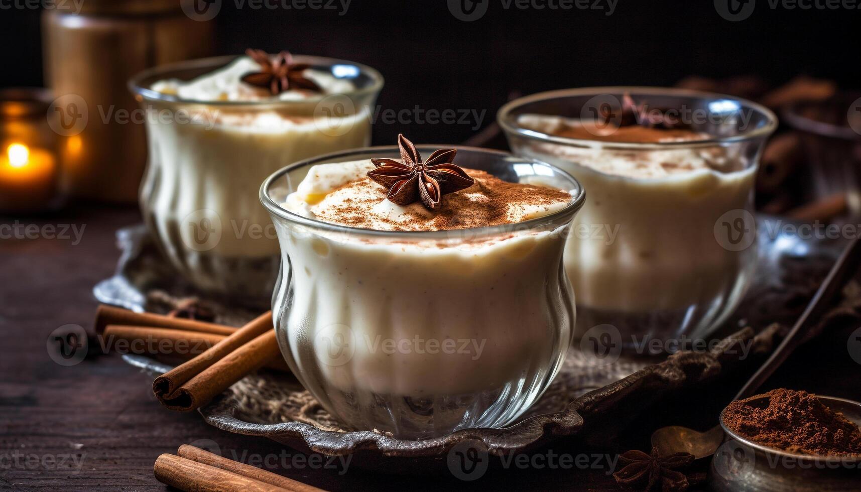 Sweet dessert on rustic wood table, homemade recipe generated by AI photo