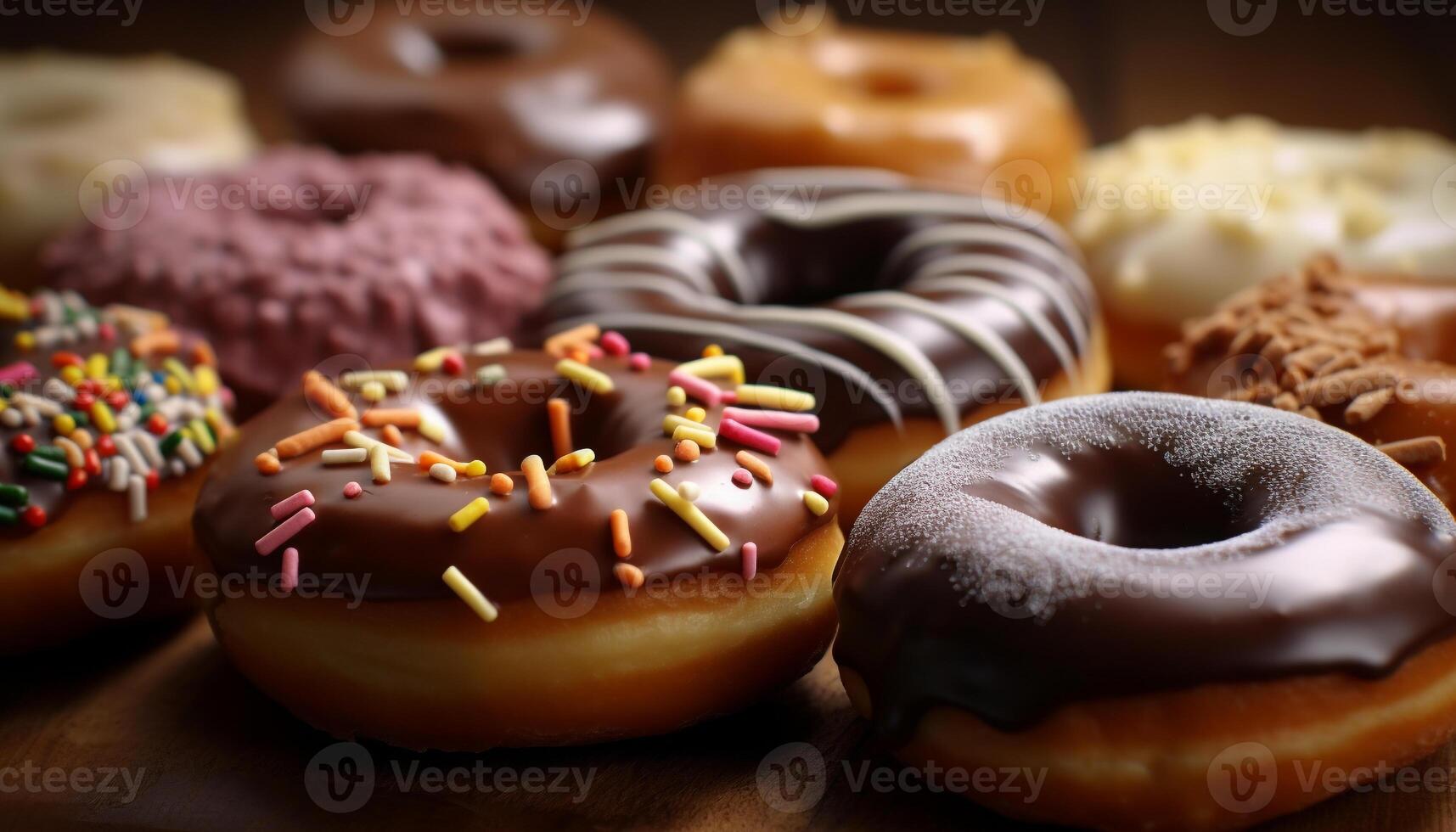 creates chocolate doughnut stack temptation generated by AI photo
