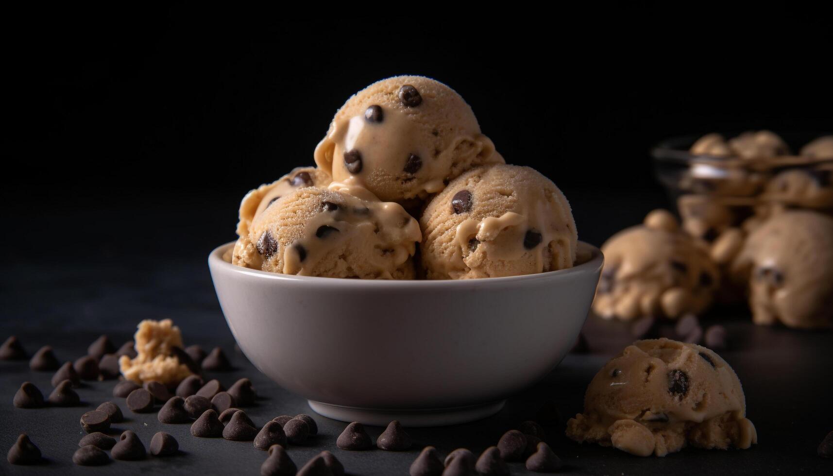 indulgente hecho en casa chocolate chip Galleta apilar en mesa generado por ai foto