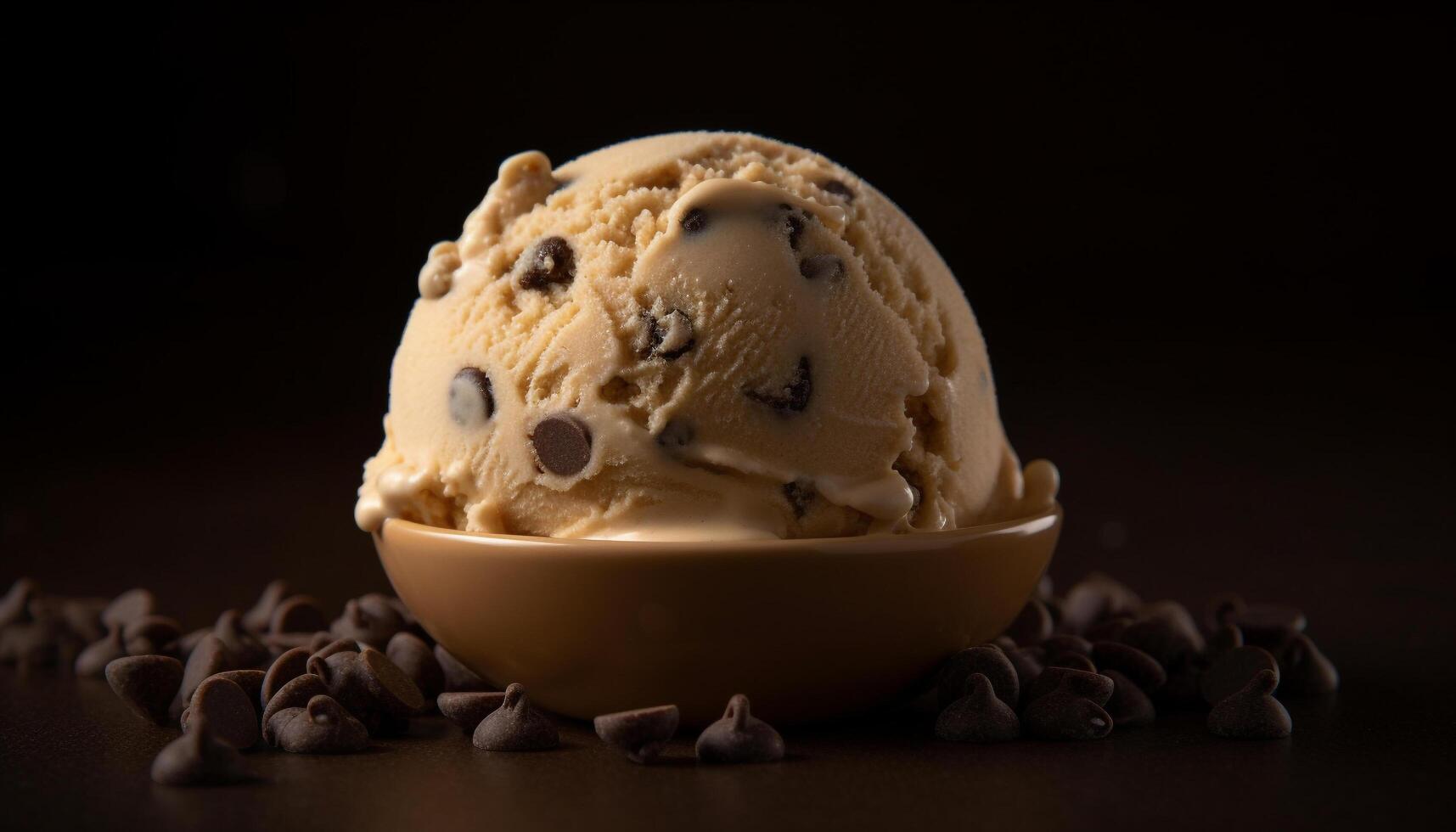 Indulgent bowl of dark chocolate ice cream generated by AI photo