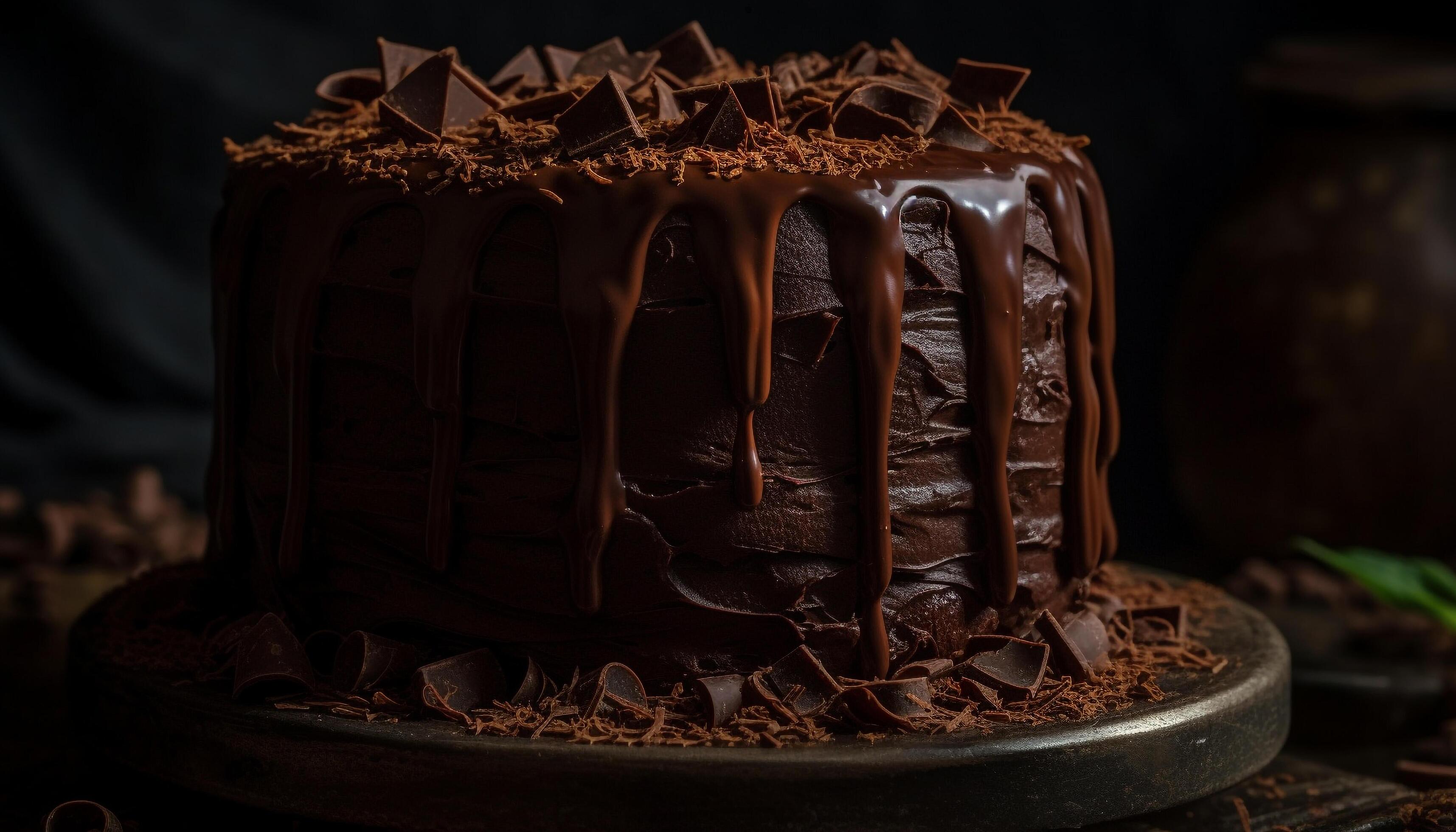 Indulgent chocolate cake with fudge and icing generated by AI 25186180 Stock Photo at Vecteezy