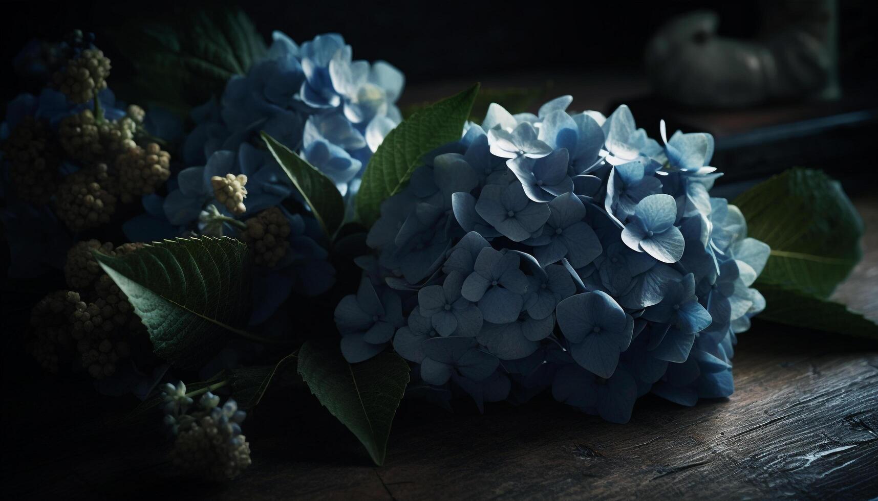 Fresh hydrangea bouquet, beauty in nature gift generated by AI photo
