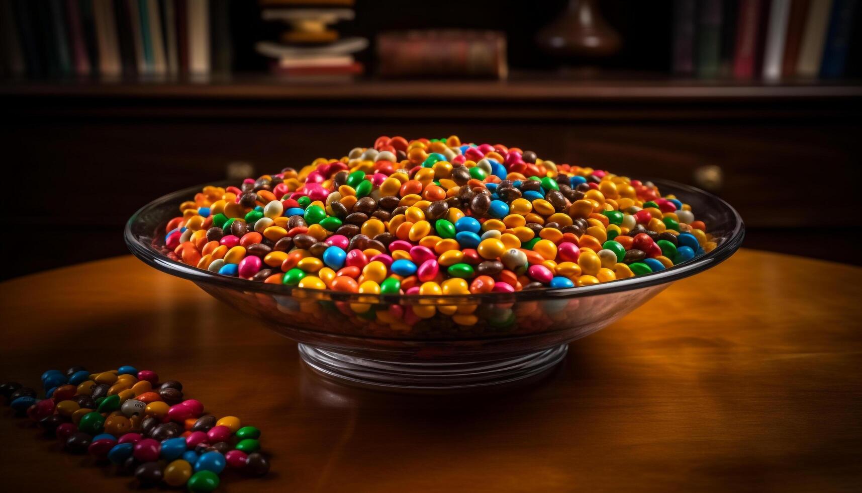 A heap of indulgent candy on plates generated by AI photo