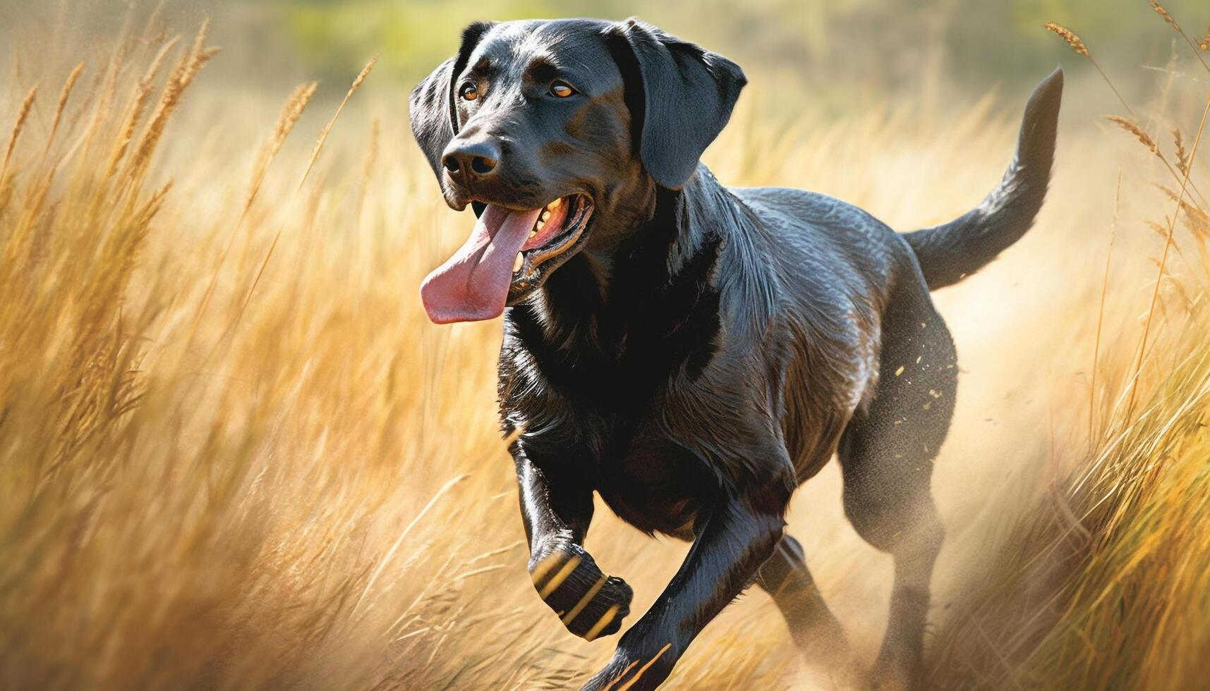 Playful puppy running in meadow, enjoying nature generated by AI photo