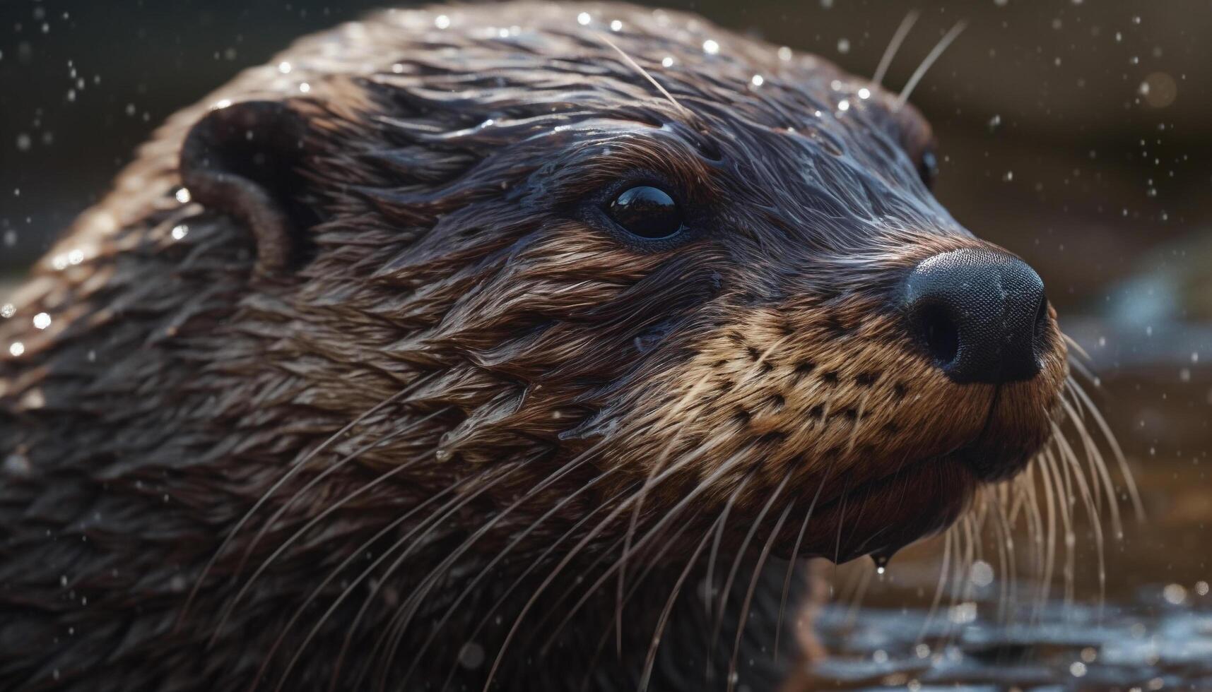 Playful seal looks at camera in Arctic generated by AI photo