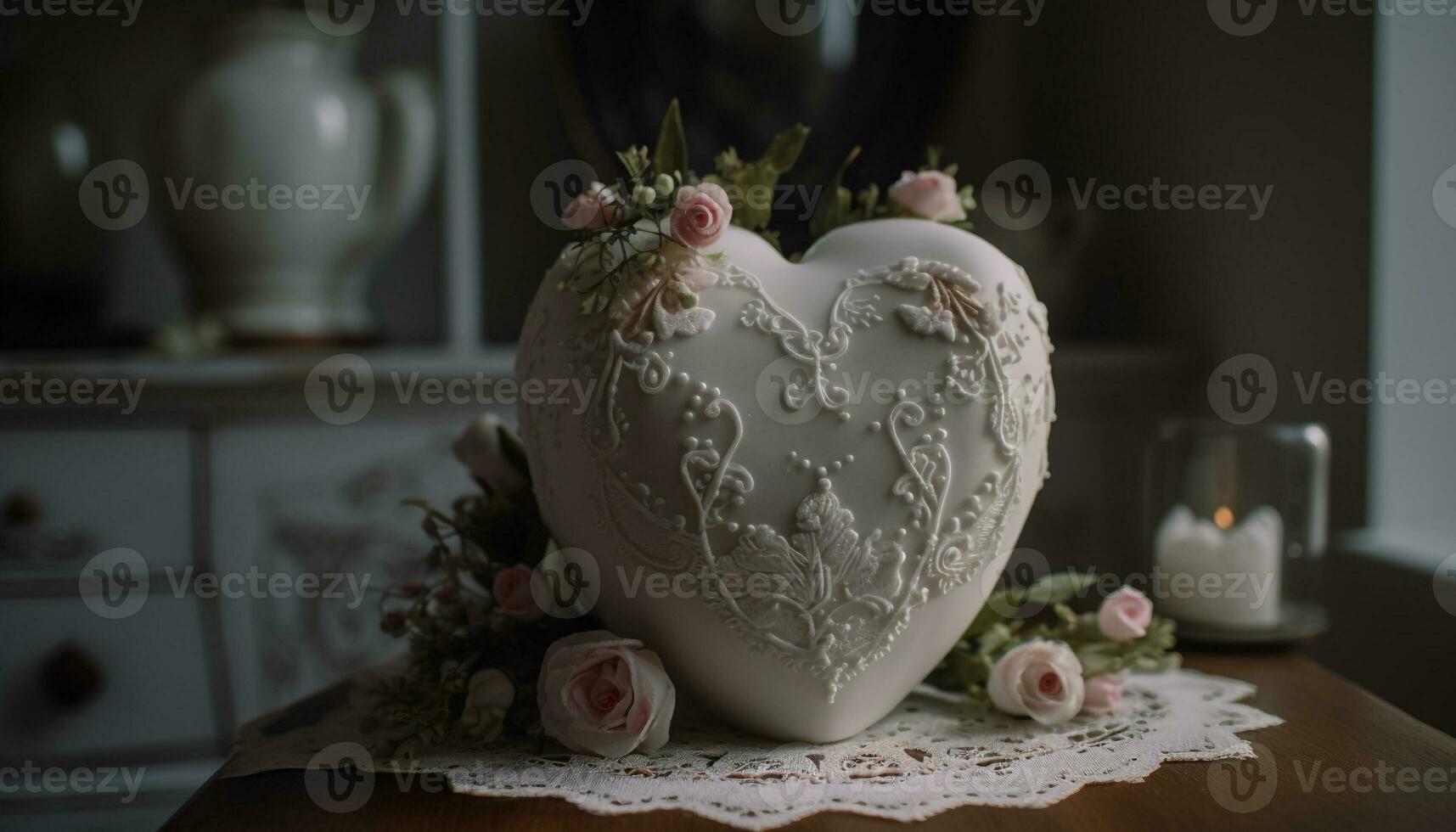 Love and elegance bloom in rustic celebration decor generated by AI photo