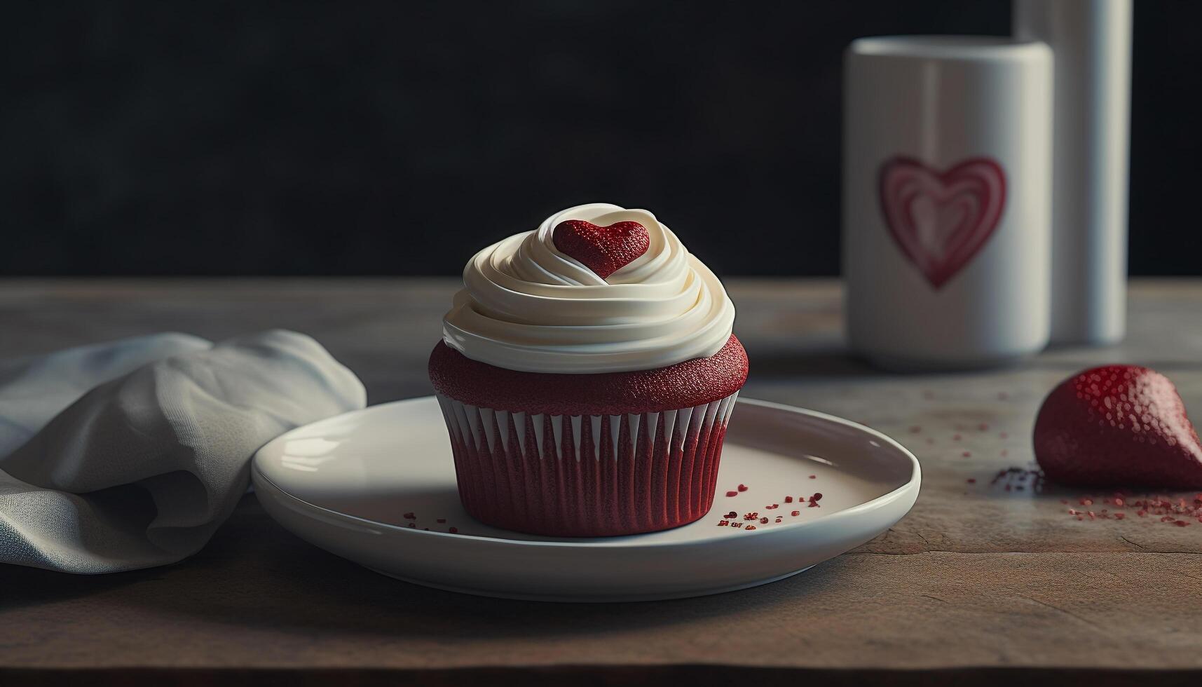 A heart shaped muffin, baked with love generated by AI photo