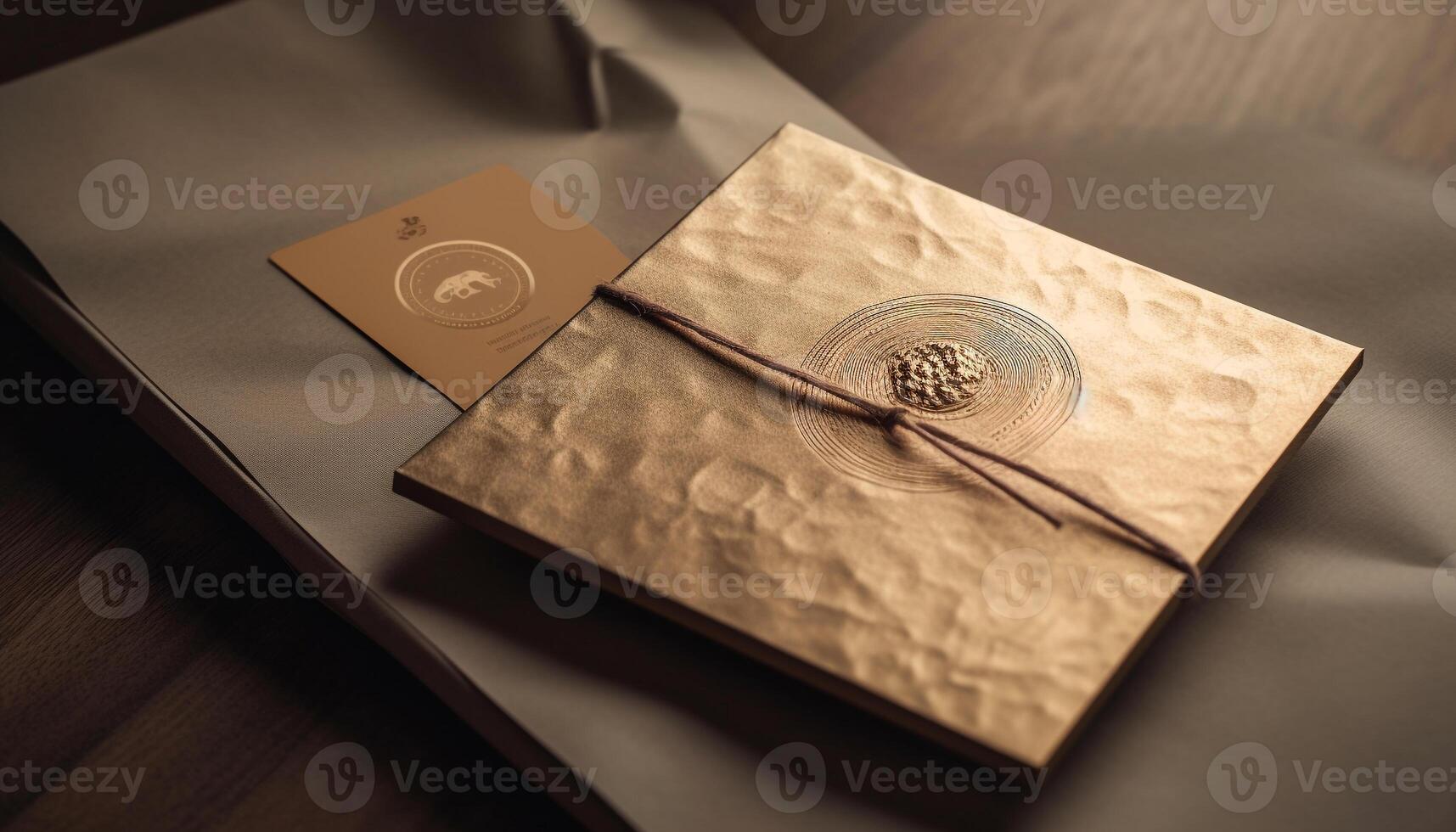 Wrapped gift in gold paper, a celebration generated by AI photo