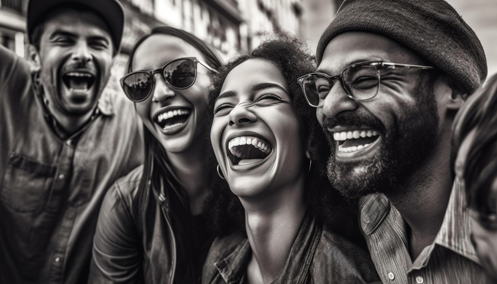 Multi ethnic group enjoys carefree summer party together generated by AI photo