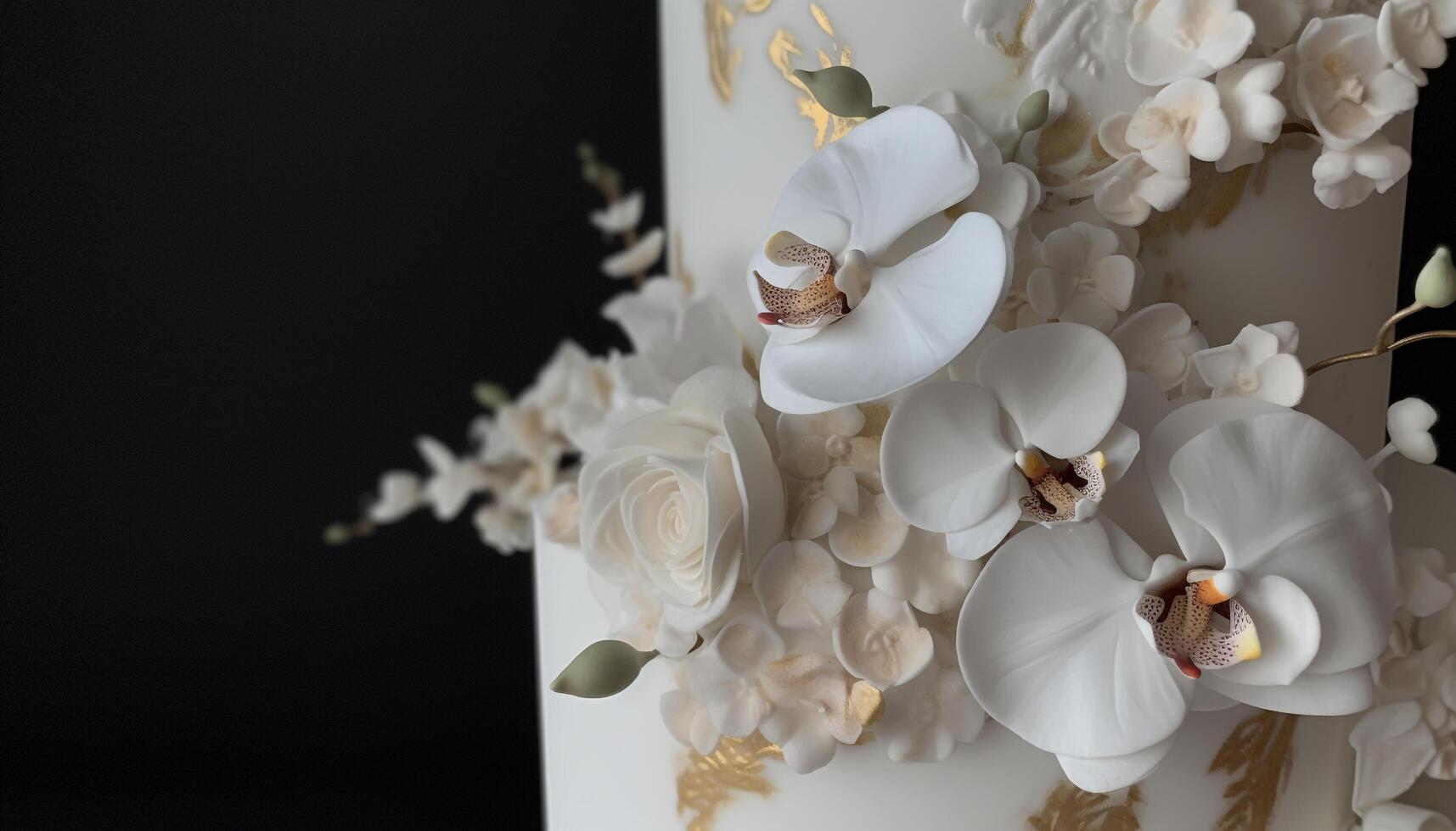 Elegant orchid bouquet brings romance to celebration generated by AI photo