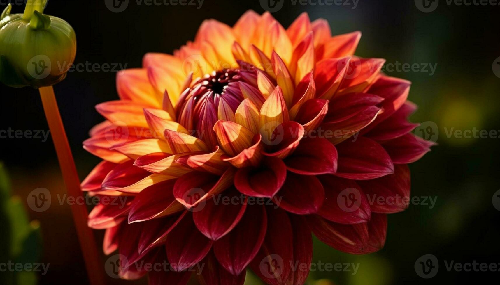 Vibrant dahlias bloom in formal garden beauty generated by AI photo