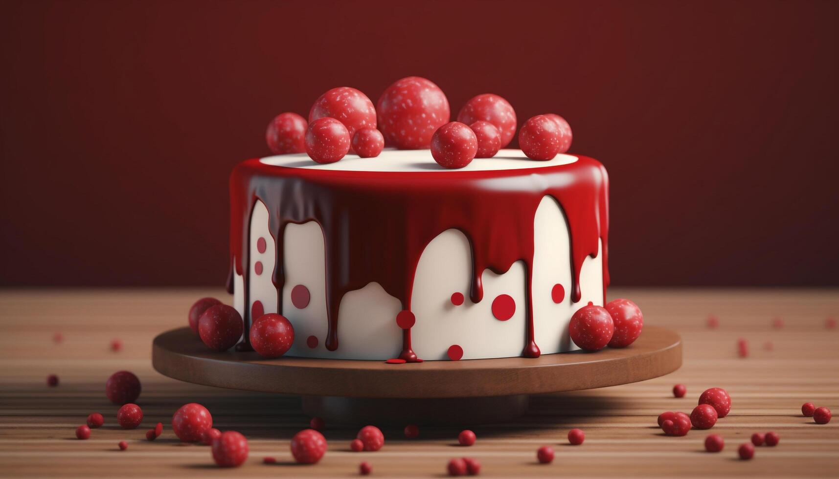 Indulgent gourmet dessert with fresh berry fruit and chocolate decoration generated by AI photo
