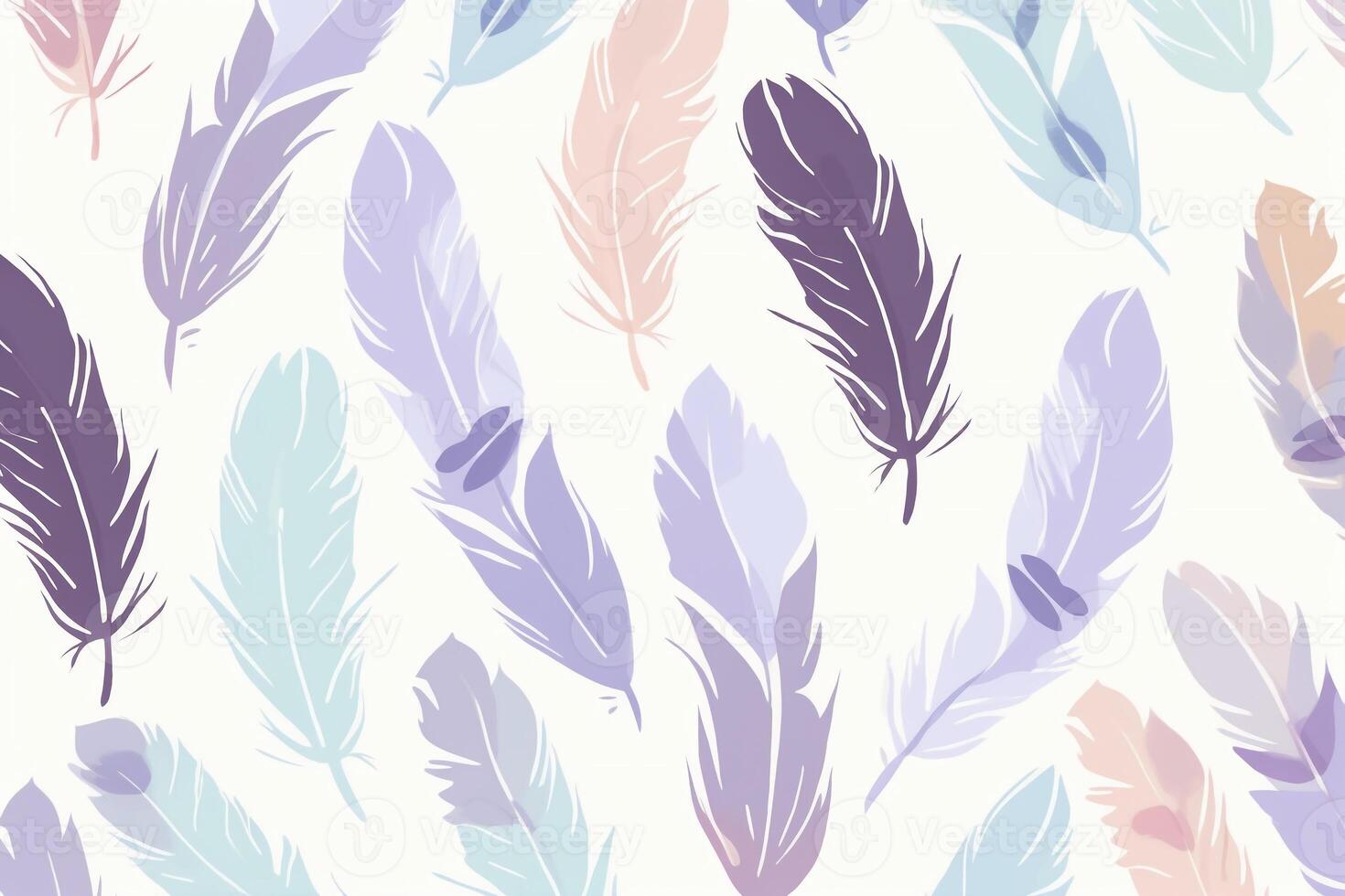 pattern featuring minimalistic and stylized illustrations of feathers. photo