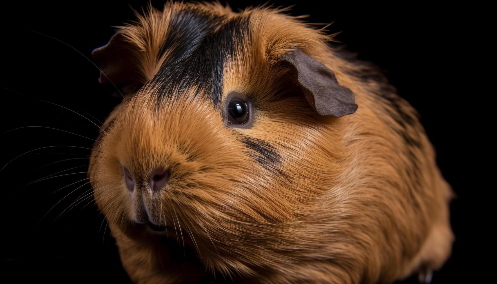Fluffy guinea pig with whiskers and cute furry ears generated by AI photo