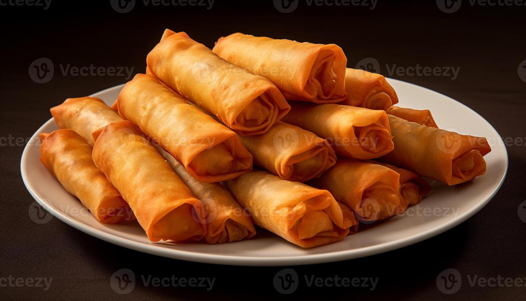 Fresh vegetarian spring rolls, a healthy and savory appetizer plate generated by AI photo