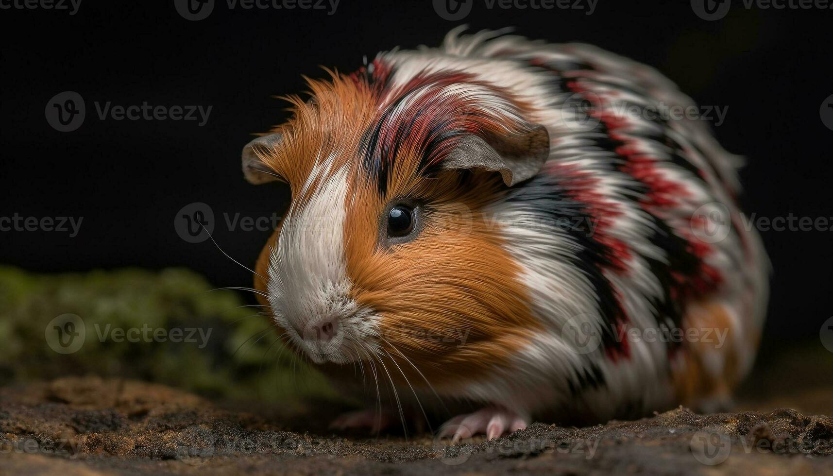 Fluffy guinea pig with cute whiskers sitting on green grass generated by AI photo