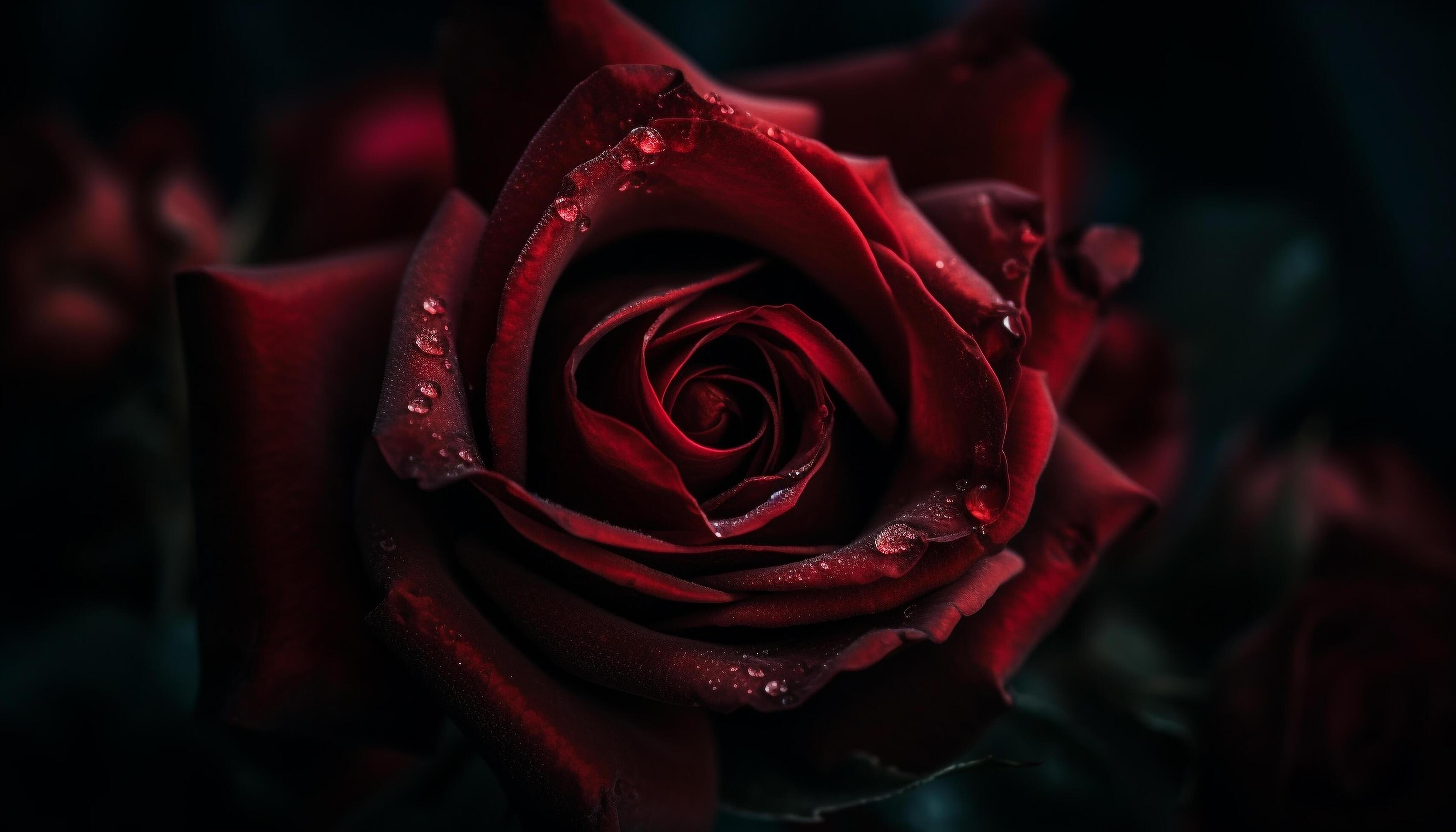 Fresh pink rose petals, wet with dew, symbolize fragility and romance