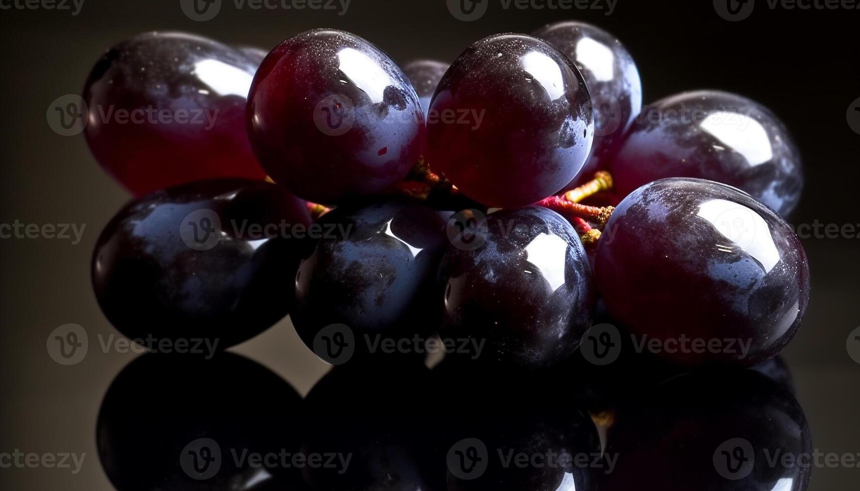 Juicy ripe grape bunch, fresh from nature vineyard, healthy snack generated by AI photo