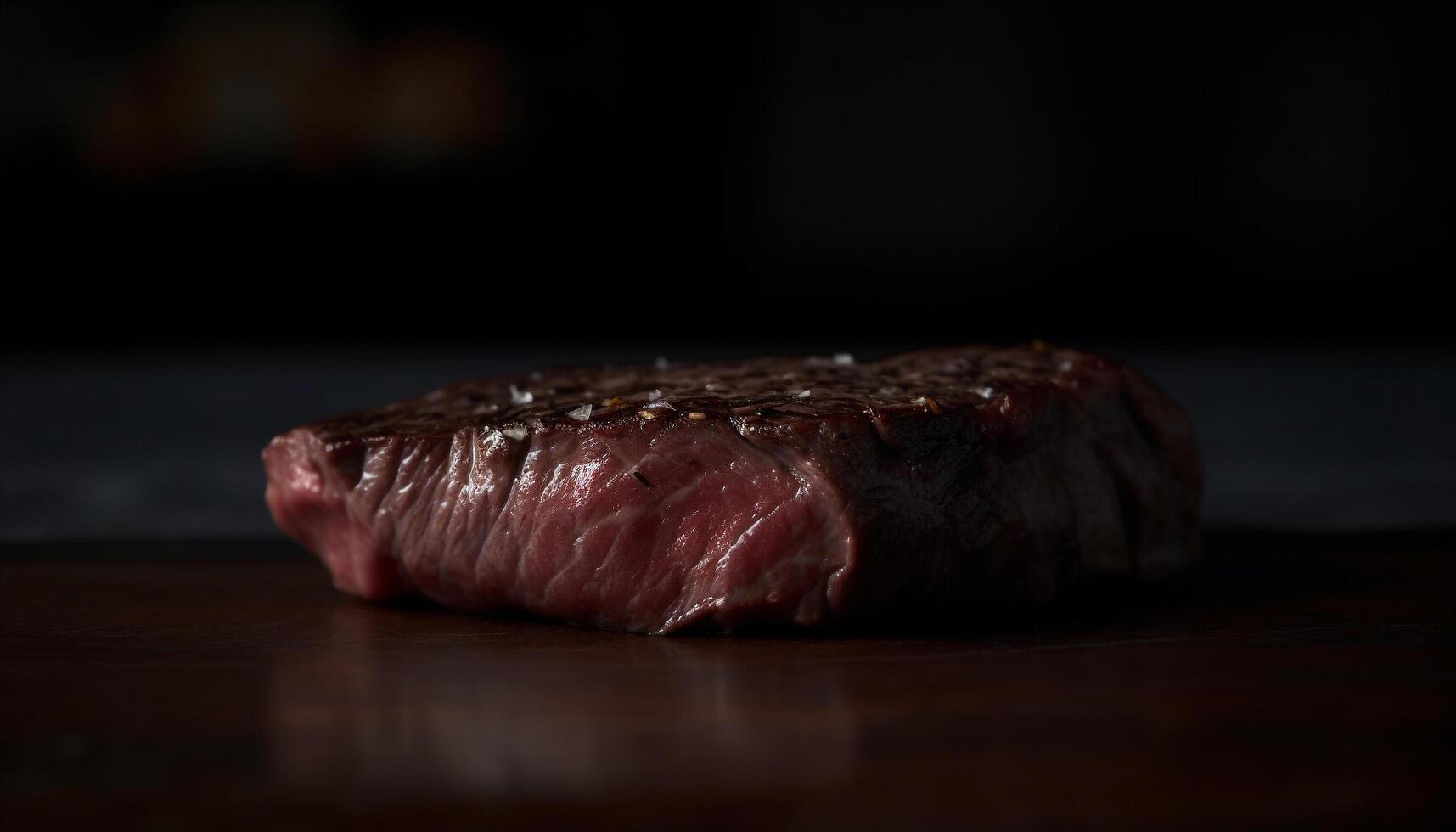 Grilled fillet steak on wood table, marbled meat, gourmet meal generated by AI photo