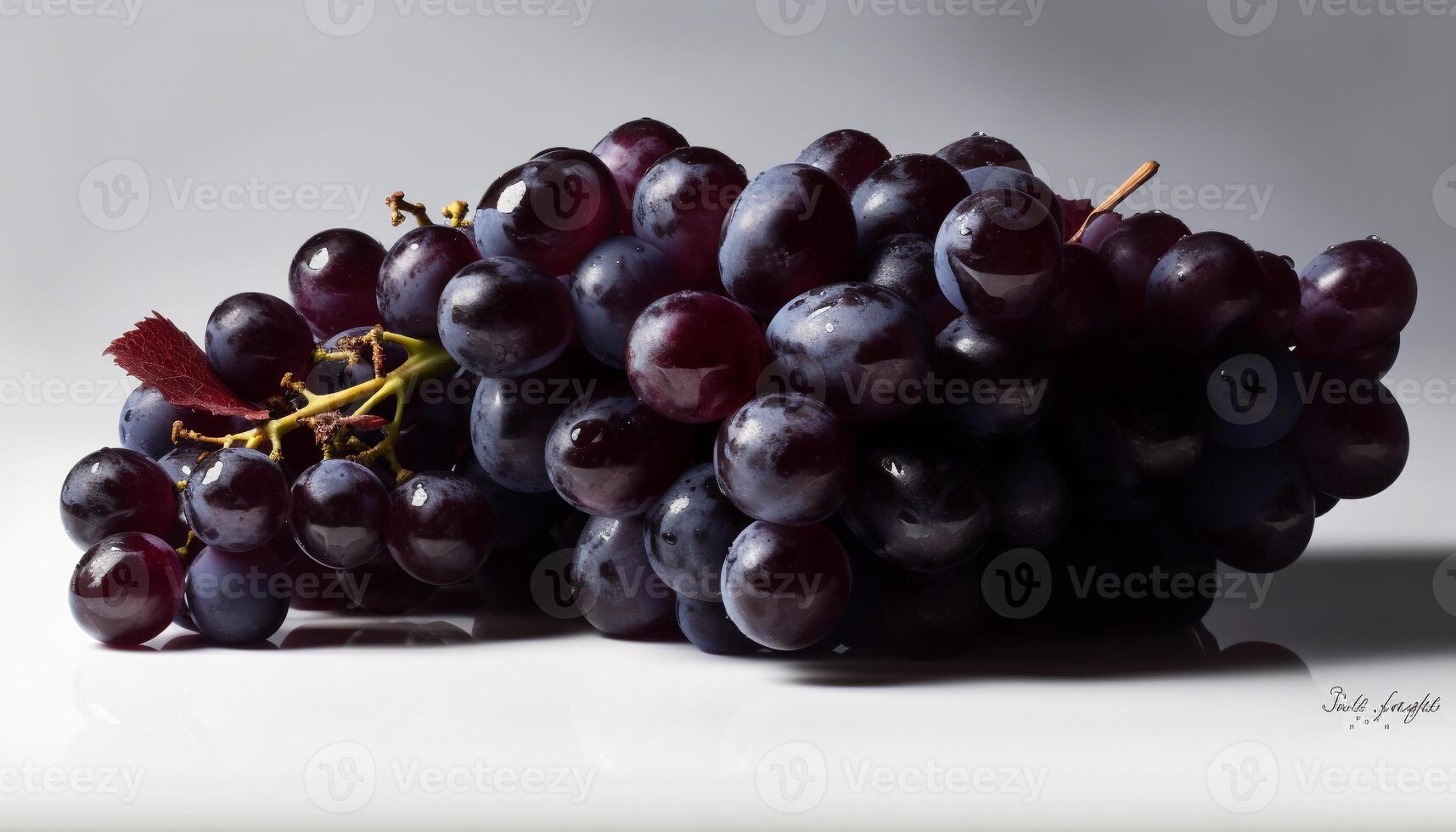 Fresh purple grapes on a leafy branch, nature sweet refreshment generated by AI photo