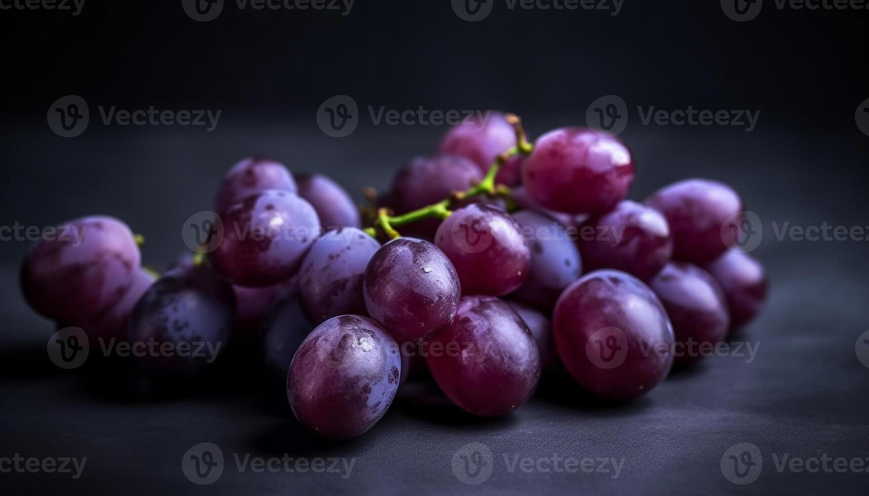 Juicy purple grapes on a wet branch, a refreshing snack generated by AI photo