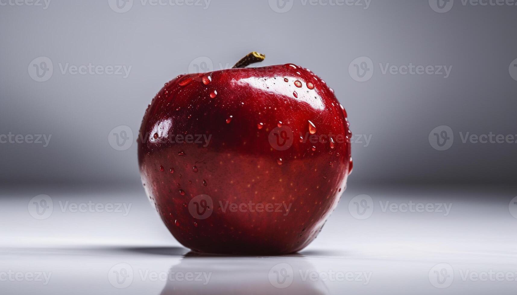 Juicy apple reflects nature freshness in vibrant studio shot generated by AI photo