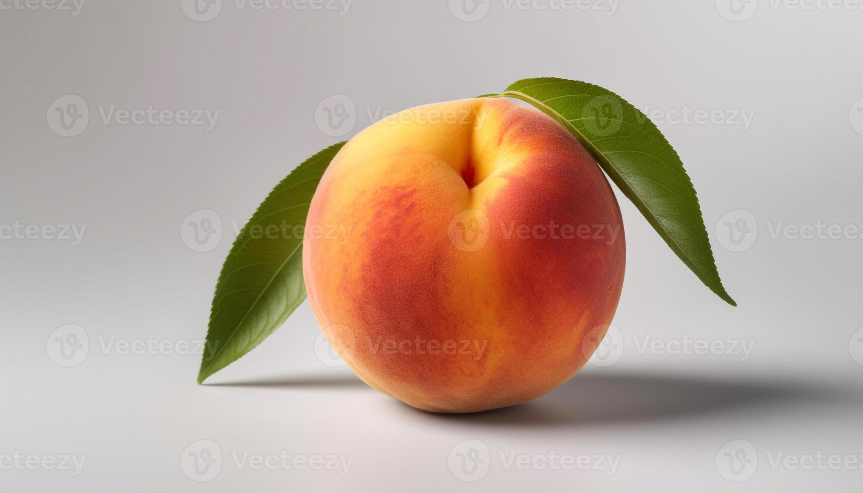 Juicy peach slice, vibrant and fresh, perfect for healthy eating generated by AI photo