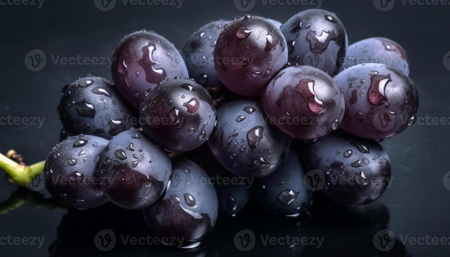 Juicy purple grape berry, fresh and ripe, wet with dew generated by AI photo