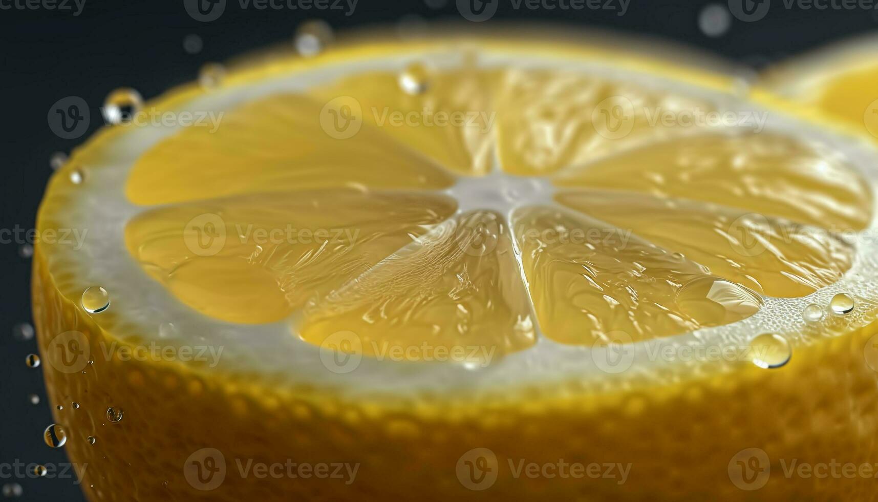 Juicy citrus slice, ripe and fresh, with a wet drop generated by AI photo