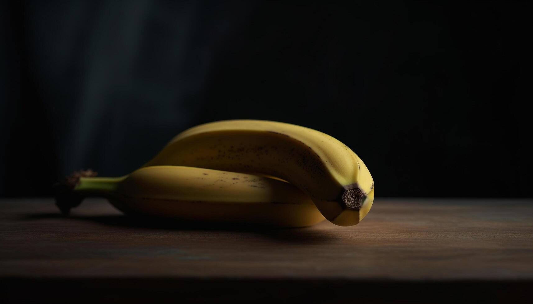 Juicy ripe banana, a healthy snack on a wooden table generated by AI photo