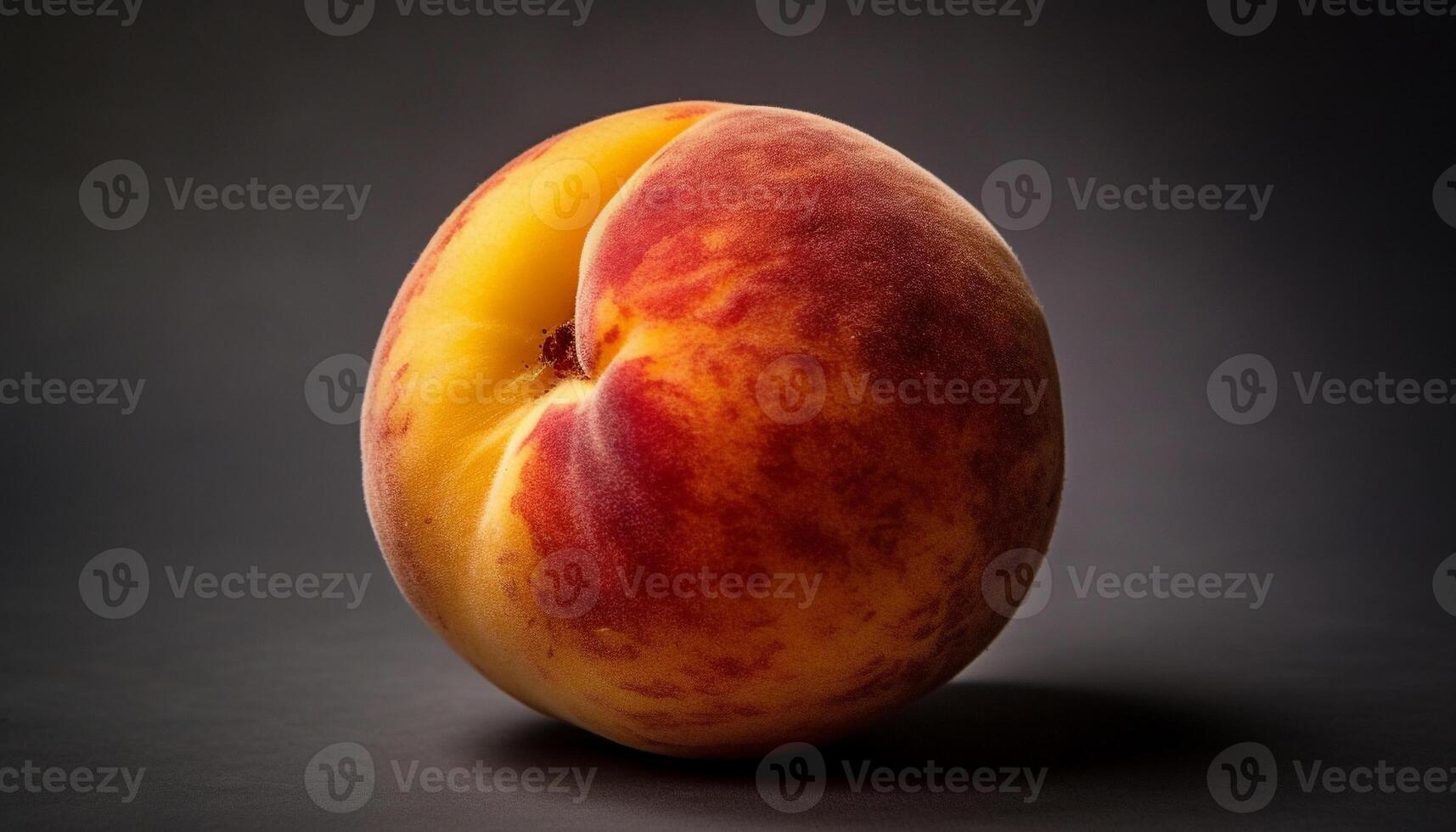 Juicy peach slice showcases vibrant colors and freshness of nature generated by AI photo