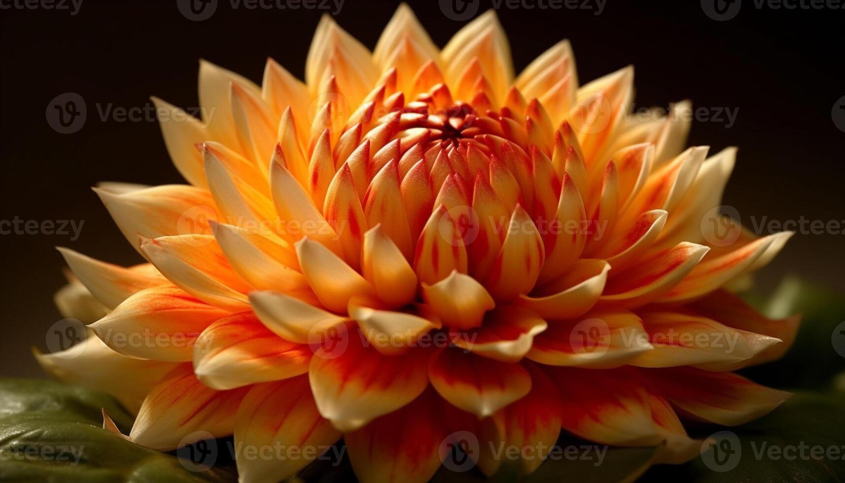 Vibrant yellow dahlia blossom in nature abstract floral pattern generated by AI photo