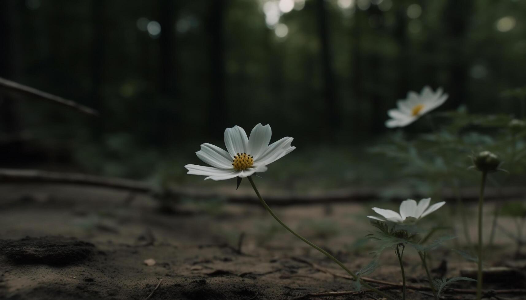 Fresh yellow daisy blossom in tranquil meadow, selective focus generated by AI photo