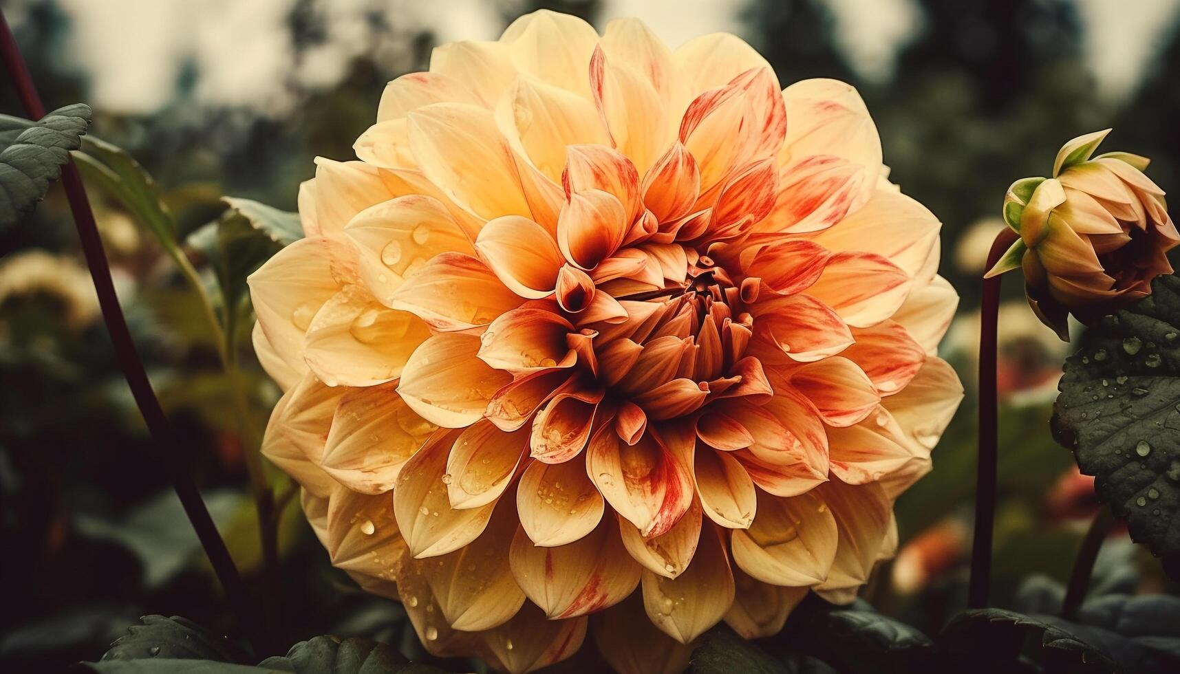 Vibrant dahlia bouquet, single flower in formal garden, autumn growth generated by AI photo