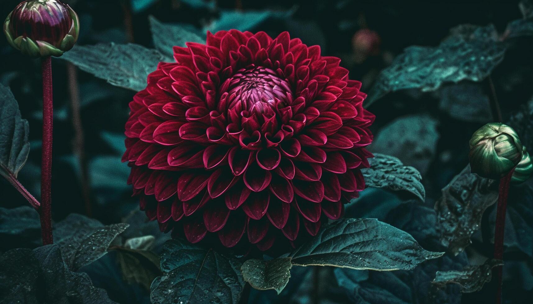 Vibrant dahlia blossom, multi colored petals, nature ornate decoration generated by AI photo