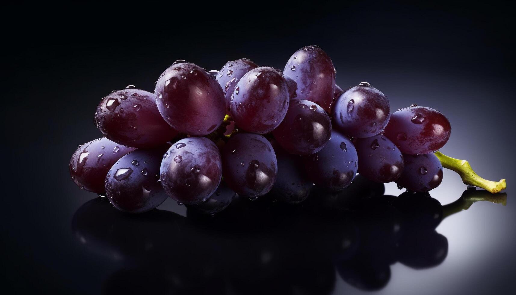 Juicy purple grape bunch reflects nature freshness in close up shot generated by AI photo