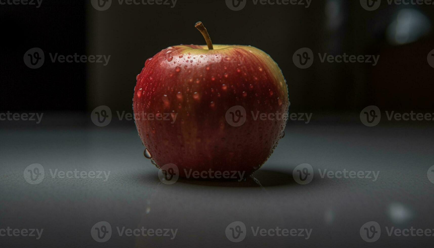 Juicy apple reflects nature freshness in a macro still life generated by AI photo