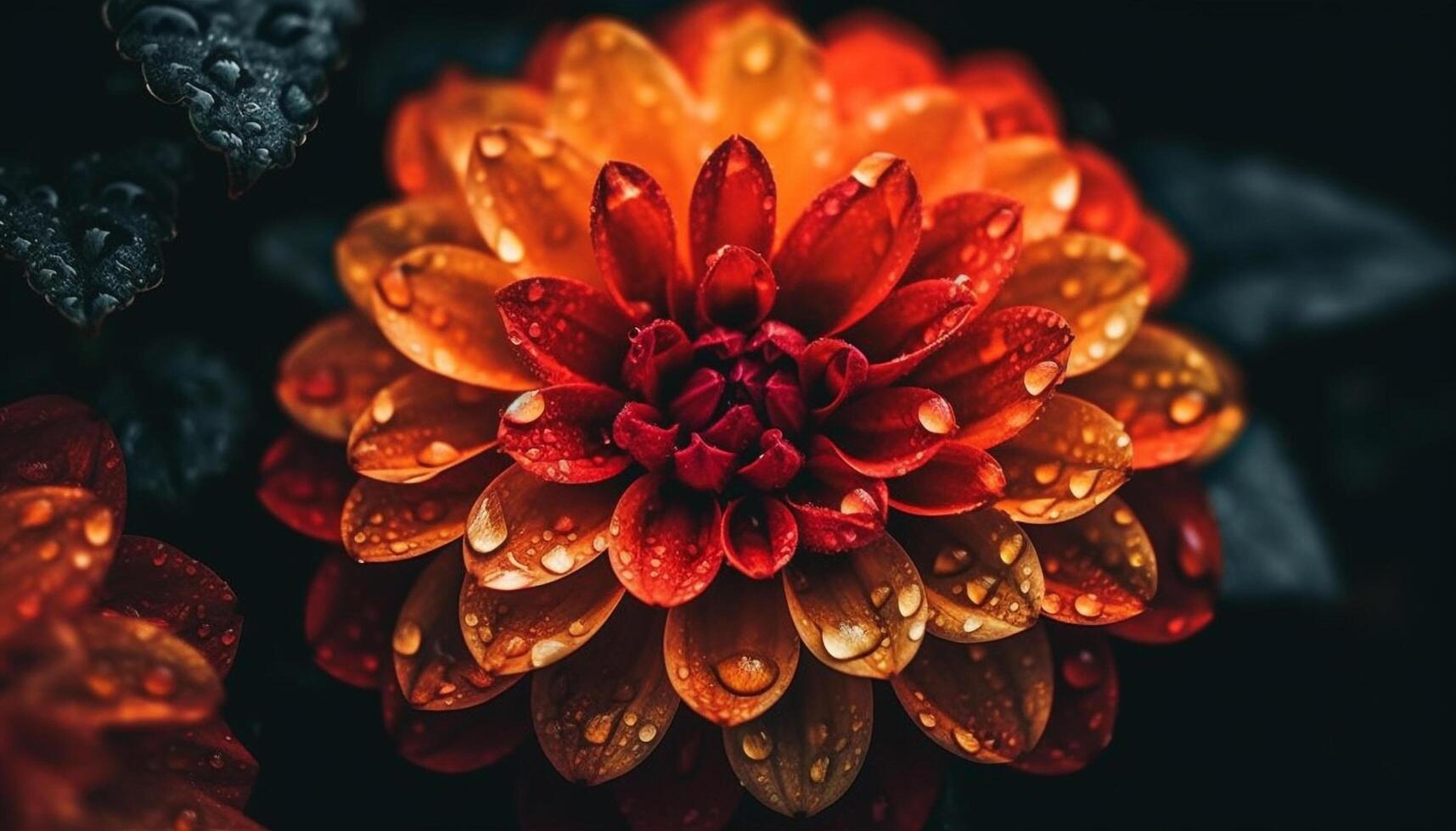 Vibrant daisy bouquet, shiny petals, dew drops on green leaves generated by AI photo