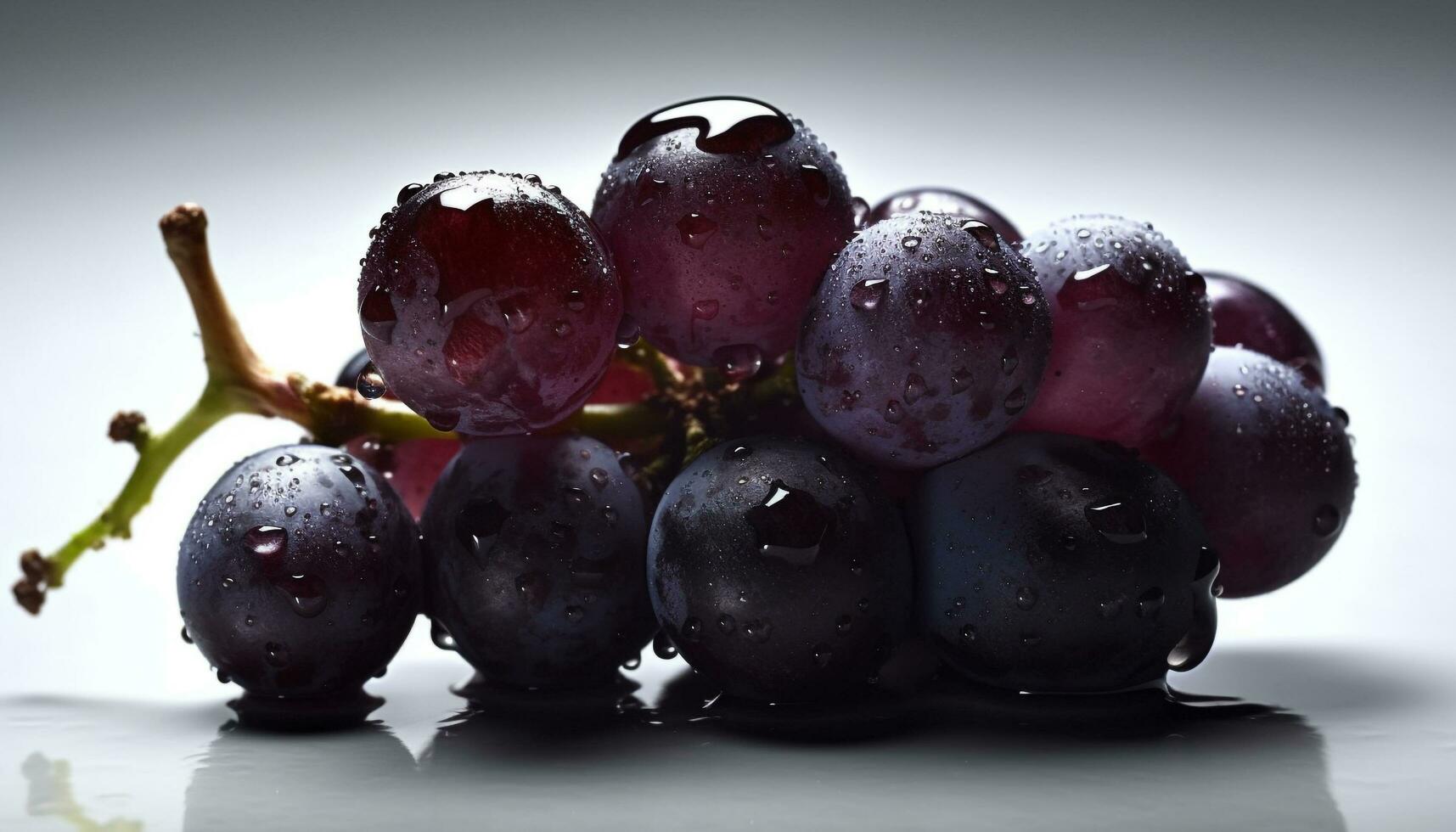 jugoso púrpura uva manojo refleja frescura de naturaleza dulce Fruta generado por ai foto