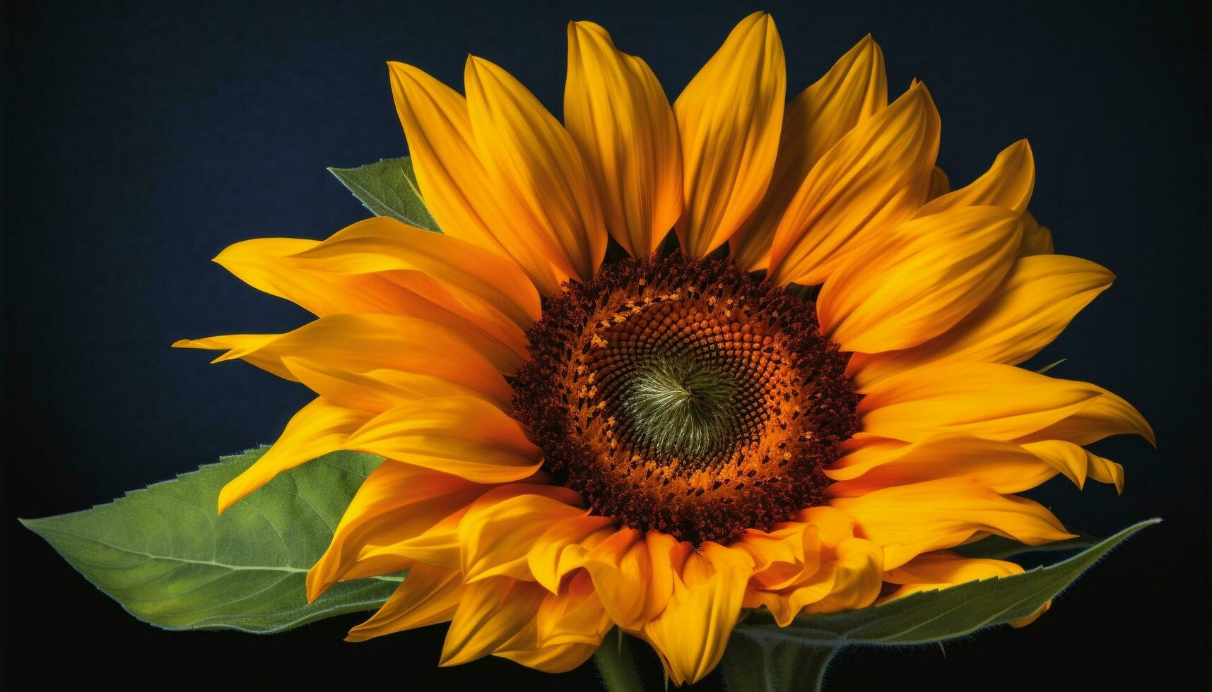 Vibrant sunflower blossom, a single flower in nature meadow generated by AI photo