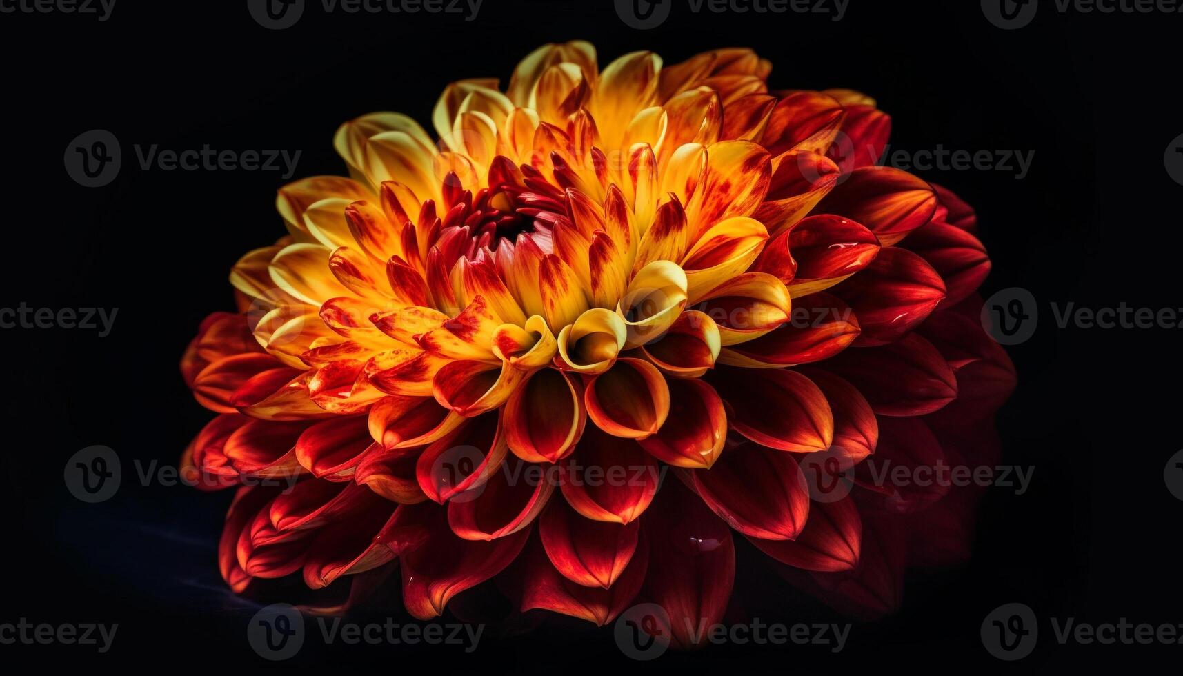 Vibrant bouquet of multi colored dahlias, chrysanthemums, and gerbera daisies generated by AI photo