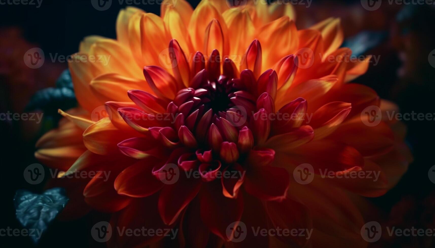 Vibrant dahlias and chrysanthemums adorn formal garden bouquet, romantic gift generated by AI photo