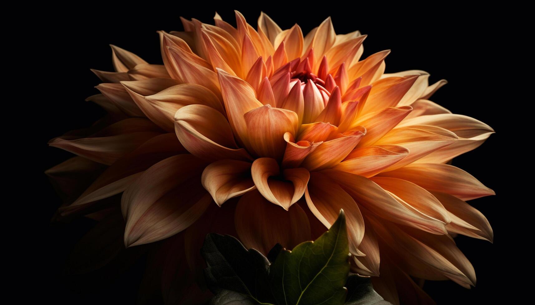 Vibrant petals of a multi colored dahlia on black background generated by AI photo