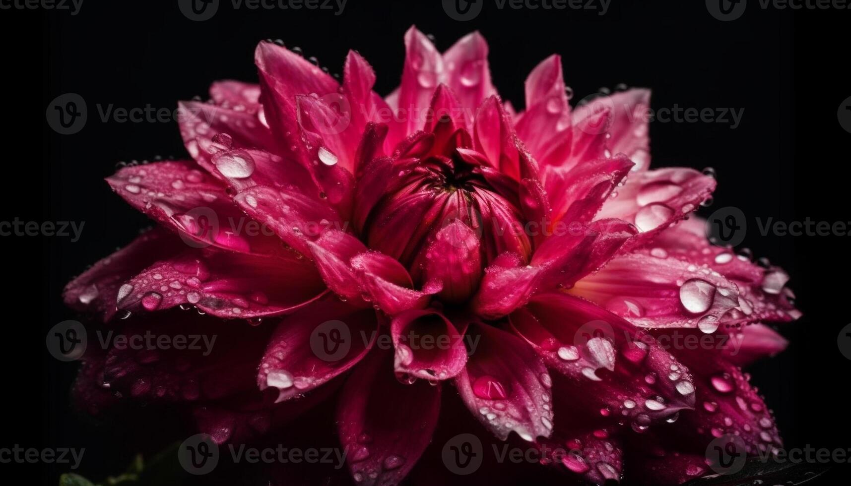 Vibrant gerbera daisy in macro, wet with raindrop on black generated by AI photo