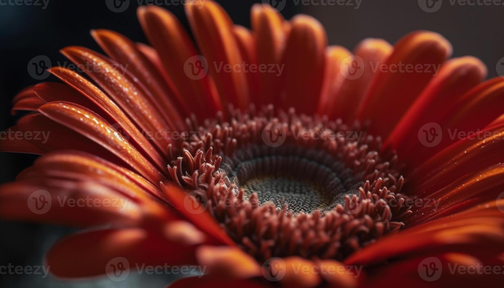 vibrante gerbera margarita pétalo, rociado y fresco, en extremo cerca arriba generado por ai foto