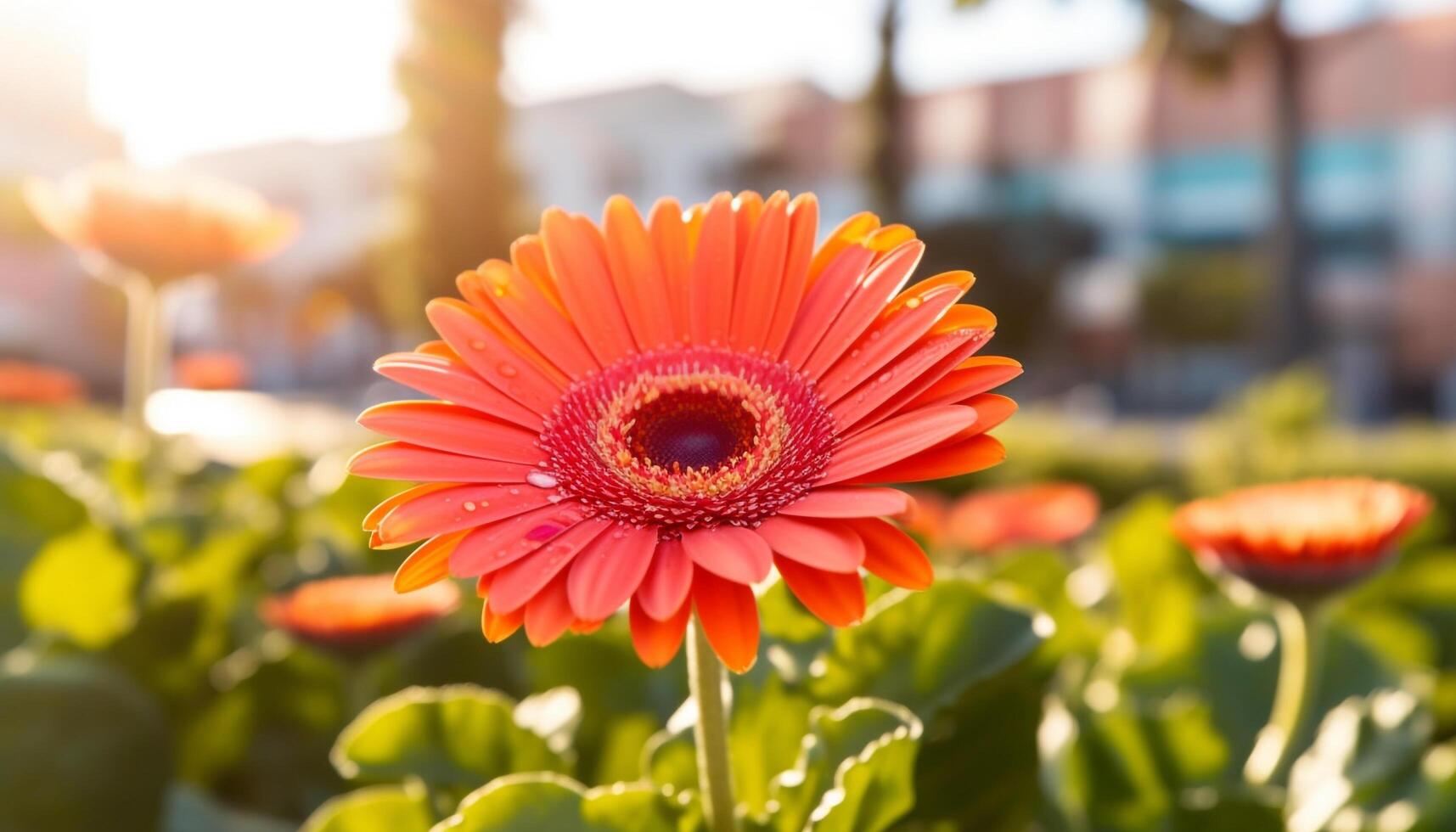 Vibrant multi colored flowers bloom in nature formal garden generated by AI photo